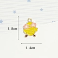 Detailed view of yellow enamel chick pendant with pink star glasses, 1.8cm height measurement - Star Eye Chick