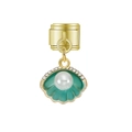 Pendentif modulaire en or italien avec coquille sarcelle, perle blanche et zircons - Conque Or (MK-DGB1885)