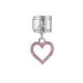 Détail d'un charme italien avec pendentif en forme de cœur et cristaux roses - Module Cœur Rose (MK-MDF395)