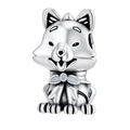Abalorio de cachorro de dibujos animados en plata pulida para pulseras y joyería creativa - Forma de Zorro (ZAB361) / Plata Antigua