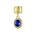 Détail du charm modulaire italien avec pierre bleu saphir et cristaux blancs brillants - Pierre Précieuse Bleu Royal (MK-DGB568)