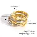 Two-tone hip hop stacking rings set in gold and silver with zircon accents - US 8 / Five Loops