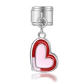 Charm modulare italiano in acciaio inossidabile con un ciondolo a cuore rosso e rosa - Cuore Dipinto (MK-DGB888)