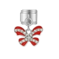 Dettaglio del ciondolo a farfalla in smalto rosso con strass su base in acciaio inossidabile - Farfalla in Strass Rossa (MK-DGB1911)