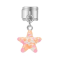 Pendentif étoile pour bracelet modulaire italien en émail orange et rose vif - Style Étoile Mosaïque Orange Rose Blanc (MK-DGB2073)
