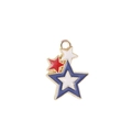 Pendentif étoile thème drapeau américain en émail rouge, blanc et bleu - Forme de Triple Étoile (004)