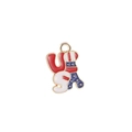 USA-Buchstabenanhänger mit US-Flaggenmuster aus Emaille für DIY-Armbänder Schmuck - USA Buchstabenform (005)