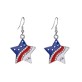 Detailed close-up of American flag star earrings with sparkling rhinestones and red white blue enamel - Enamel Star Shape