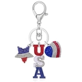 Detailed macro view of USA patriotic keychain with red white and blue rhinestones - USA Heart Star Mixed Style (11)