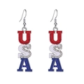 USA flag earrings with red white blue rhinestones for Independence Day celebration party - USA Letter Style