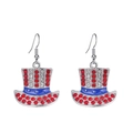 Detail of Uncle Sam hat earrings with red and white rhinestones and blue enamel - Uncle Sam Hat Shape