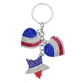Detailed view of patriotic US flag heart and star keychain with red white and blue rhinestones - Two Hearts One Star Style (12)