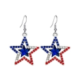 Detail of star-shaped Independence Day earrings with red, white, and blue rhinestones - Double Layer Star Shape