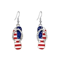 Detailed view of flip-flop earrings with USA flag pattern and sparkling rhinestones - Flip-Flop Shape