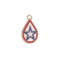 Tränenförmiger US-Flaggen-Anhänger mit rot-weiß-blauer Emaille und Sternmuster - Sternentropfen (012)