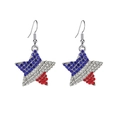 Star-shaped hook earrings with red white and blue rhinestones inspired by the US flag - Full Rhinestone Star Shape