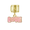 Charm italien en or avec pendentif LOVE rose pailleté pour bracelets personnalisés - Lettre Love Rose Doré (MK-DGB1284)