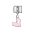 Vue détaillée du pendentif cœur rose sur le bracelet à maillons en acier inoxydable - Cœur Rose Argenté (MK-MDF565)