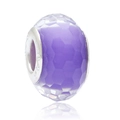 Facettierte lila Harzperle mit Kern aus S925 Sterlingsilber für DIY Schmuckdesign - Violette facettierte Großlochperle / Lila
