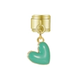 Détail du charm cœur en émail vert menthe avec lien modulaire doré pour bracelets - Cœur Vert Menthe Doré (MK-MDF714)