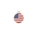 Runder Anhänger mit US-Flagge und Emaille-Finish in Rot Weiß und Blau für Armbänder - Runde Flagge (020)