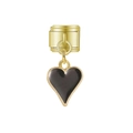 Détail d'un pendentif cœur noir en acier doré pour bracelets à maillons modulables - Breloque Cœur Noir Doré (MK-MDF555)