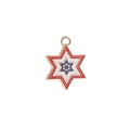 Davidstern Anhänger mit rot weiß blauem Emaille und Goldfinish für Schmuckherstellung - Hexagrammform (028)