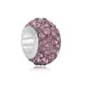 Macro detail of purple rhinestone charm bead with large hole for DIY jewelry making - Purplish Red