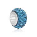 Sky blue pavé crystal bead with large hole silver core for DIY jewelry bracelets - Blue