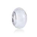 Weiße Macaron-Glasperle mit S925-Silberkern für DIY-Schmuckarmbänder und Ketten - Weiß