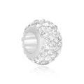 Silver crystal pave rhinestone beads with large holes for DIY jewelry making - White