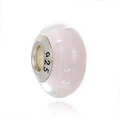 Pink Macaron glass charm bead with 925 silver core for DIY bracelet and necklace - Pink