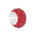 Sparkling red rhinestone pavé large hole bead for DIY bracelet and earring making - Red