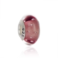 Pink glass bead charm with 925 silver core for DIY jewelry and macaron style bracelets - Light Purple