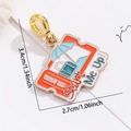 Travel pendant charm with ticket design suitcase and beach umbrella enamel details - Rectangular Ticket Style (DGB2224)