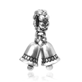 Ciondolo vintage a doppia campanella in argento con asola intrecciata per gioielli fai da te - Stile Campanella con Motivo a Cuore (18)