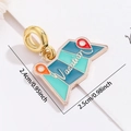 Golden world map vacation charm with blue enamel for DIY bracelets and bags - Map Style (DGB2228)