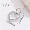 Herzanhänger aus Silber mit Kristallrand, 1,6x2,2cm, für DIY-Schmuckherstellung - Hohl Herzform (DGB2232)