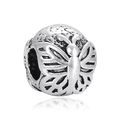 Cuenta de mariposa de plata vintage para pulseras de abalorios y collares de bricolaje - Plateado