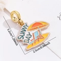 Golden Sunny Day beach pendant with palm tree and chair, size 3.2cm by 2.5cm - Sunny Day Beach Style (DGB2229)