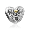 Abalorio de corazón con diseño de abrazo familiar para pulseras personalizadas - Retrato familiar de corazón (ZAB203) / Mezcla de Plata y Oro