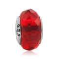 Faceted red crystal bead with 925 sterling silver core for DIY jewelry bracelets - 8*14mm / Red