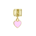 Charm modulaire italien doré avec pendentif cœur en émail rose pour bracelets DIY - Style Cœur Rose (MK-DGB827)