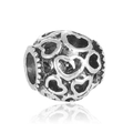 Charm a cuore traforato vintage in stile argento ossidato per bracciali e gioielli fai da te - Stile Sferico Cuore Amore Cavo (8)