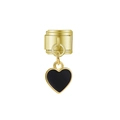 Charme de bracelet modulaire italien doré avec un pendentif en forme de cœur noir poli - Style Cœur Noir (MK-DGB826)