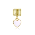 Charme de bracelet modulaire italien doré avec pendentif cœur en émail rose - Style Cœur Rose Blanc (MK-DGB823)