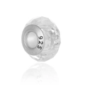Transparent crystal glass spacer bead with 925 silver core for DIY charm bracelets - 8*14mm / White