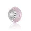 Faceted pink crystal charm bead with S925 sterling silver core for DIY bracelets - 8*14mm / Pink