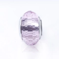 Pink faceted crystal glass charm with S925 sterling silver core for DIY jewelry making - Pink