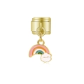 Charm modulaire italien doré avec un pendentif arc-en-ciel et un nuage blanc souriant - Style Arc-en-Ciel Nuage Sourire (MK-DGB1474)
